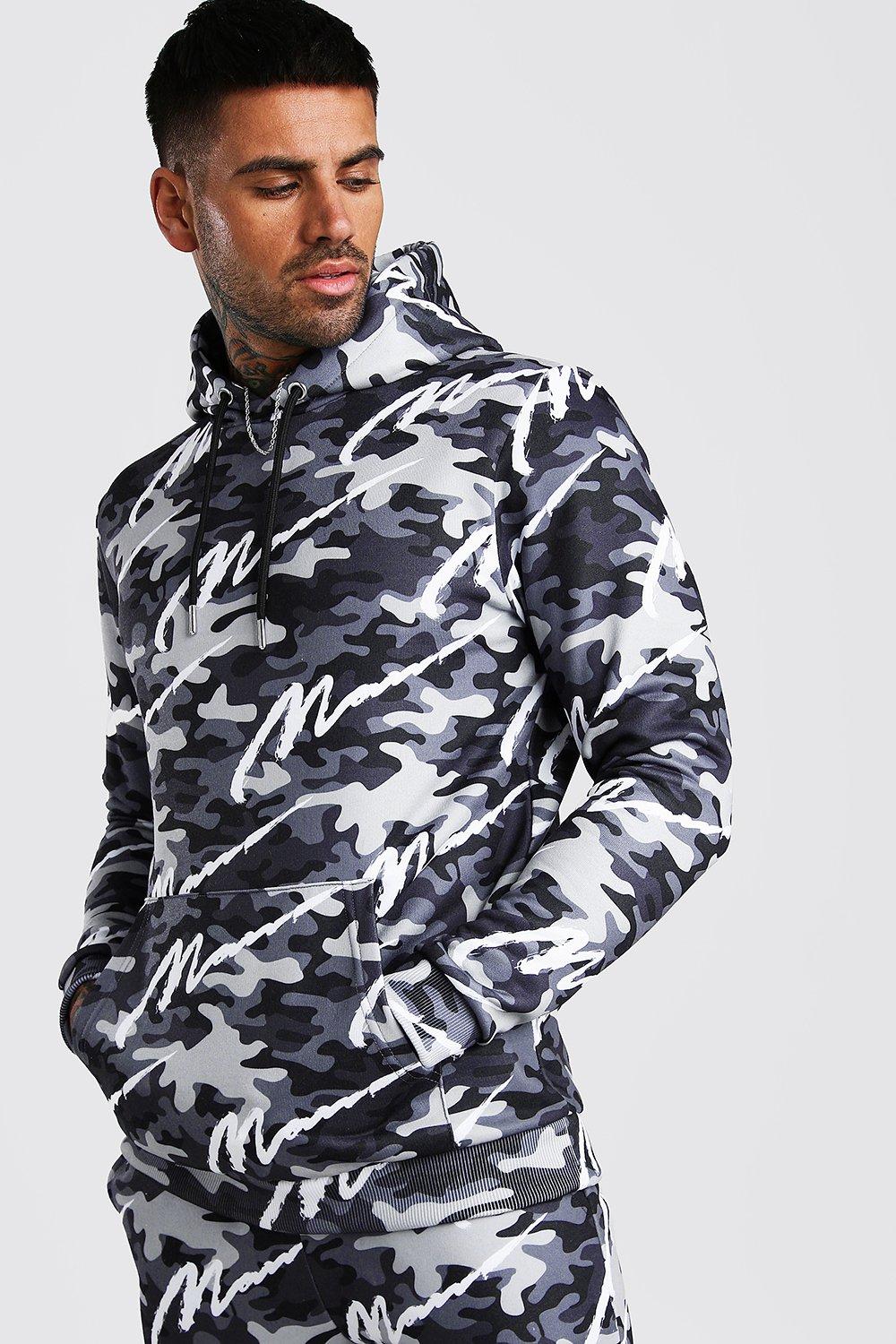 All over man 2025 printed hooded tracksuit grey